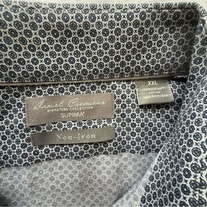 Daniel Cremieux Signature XXL Men's Non-Iron Supima Cotton Dress Shirt Navy Geo